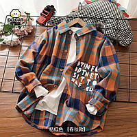 Детская рубашка для мальчика трикотажная, в клетку, на 3,4,5,6,7,8,9,10 лет