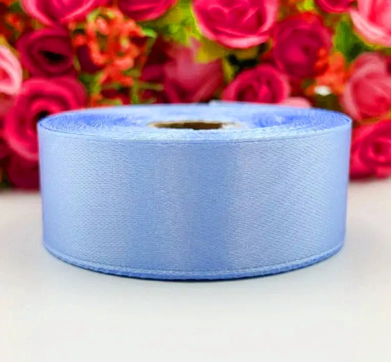 Атласна стрічка для рукоділля - 2,5 см x 23 м / Джинсовий, фото 1