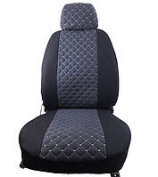 Чохли авто B LUXE MAX Чорні - Середина Алькантара Графіт ромби(Заднє сид-ня розділене+5-Підголов.в)