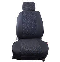 Чохли авто B LUXE MAX Чорні - Середина Алькантара ромби синя нитка(Заднє сид-ня розд+5-Підго-в)