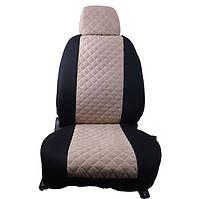Чохли авто B LUXE MAX Чорні - Середина Алькантара Бежева ромби(Заднє сид-ня розділене+5-Підголов.в)