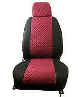 Чохли авто B LUXE MAX Чорні - Середина Алькантара Бордо ромб (Заднє сид-ня розділене+5-Підголов.в)