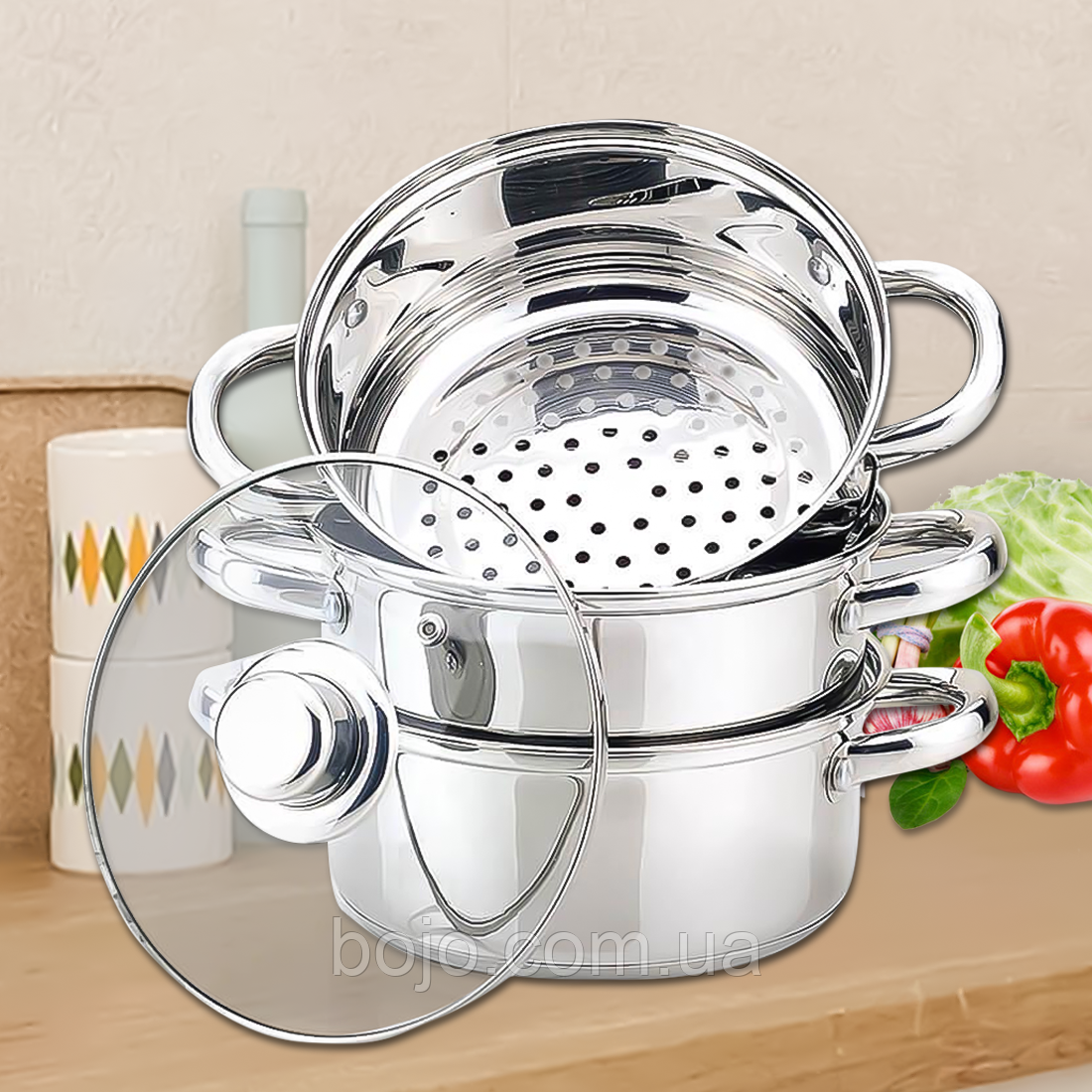 Трирівнева пароварка Maestro MR-2900-24 з діаметром 24 см, 5 л (235)