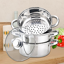 Трирівнева пароварка Maestro MR-2900-24 з діаметром 24 см, 5 л (235)