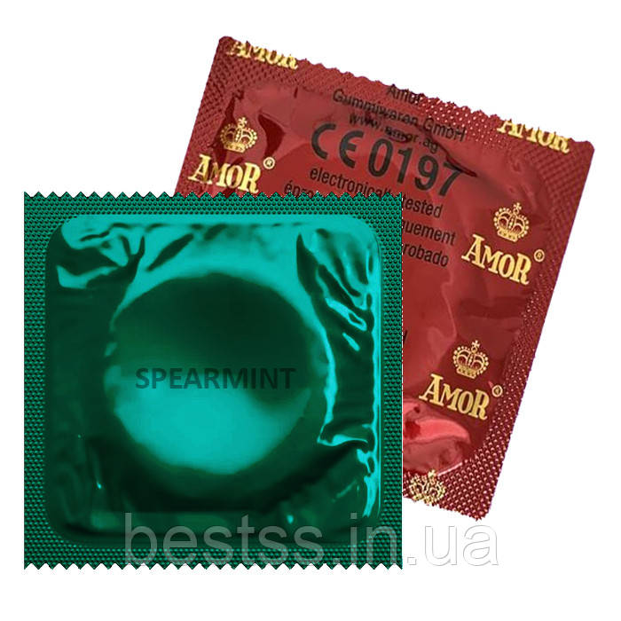 Зелений презерватив з ароматом м'яти Amor Spearmint, 1 шт.
