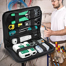 Набір інструментів сетевика в чохлі для обтиску, тестування та монтажу кабелю (219)