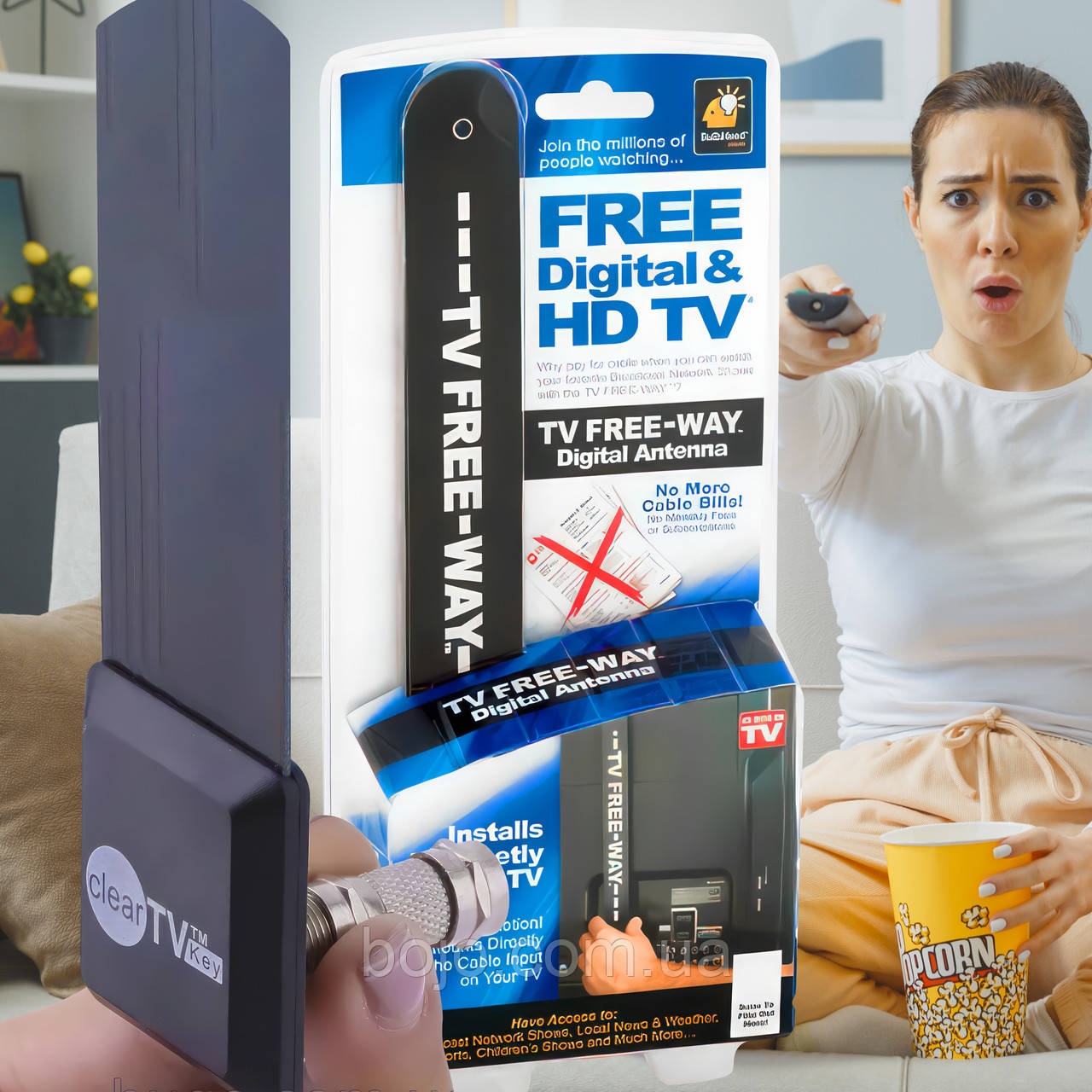 Телевізійна цифрова бездротова цифрова антена ТБ Free Digital & Hd TV HD Clear Double