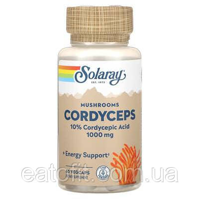 Гриб кордицепс, Cordyceps, Mushrooms, Solaray, 500 мг, 60 вегетаріанських капсул SOR-03362, фото 1