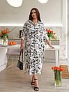 Жіноче біле літнє плаття-сорочка міді з чорним принтом, фото 9