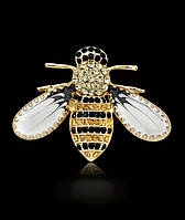 Брошь пчелка со стразами, брошь пчела бижутерия, стильная брошка пчелка.