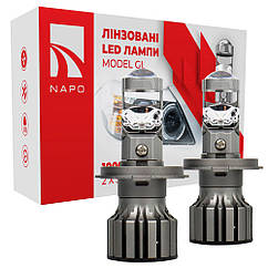 Лампа світлодіодна лінзована для фар NAPO Model GL H4 6500K 10000LM 2 шт комплект
