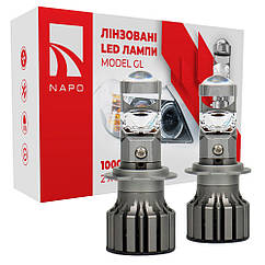 Лампа світлодіодна лінзована для фар NAPO Model GL H7 6500K 10000LM 2 шт комплект
