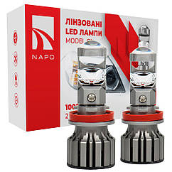 Лампа світлодіодна лінзована для фар NAPO Model GL H11 6500K 10000LM 2 шт комплект