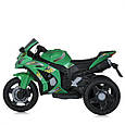 Дитячий електромотоцикл Kawasaki Ninja (зелений колір) 12 V, EVA, ручка газу, фото 3