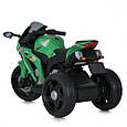 Дитячий електромотоцикл Kawasaki Ninja (зелений колір) 12 V, EVA, ручка газу, фото 4