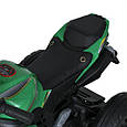 Дитячий електромотоцикл Kawasaki Ninja (зелений колір) 12 V, EVA, ручка газу, фото 5