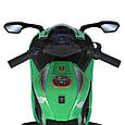 Дитячий електромотоцикл Kawasaki Ninja (зелений колір) 12 V, EVA, ручка газу, фото 7