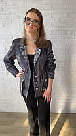 Графітовий піджак класичний жіночий на гудзиках (є розміри 38-60)