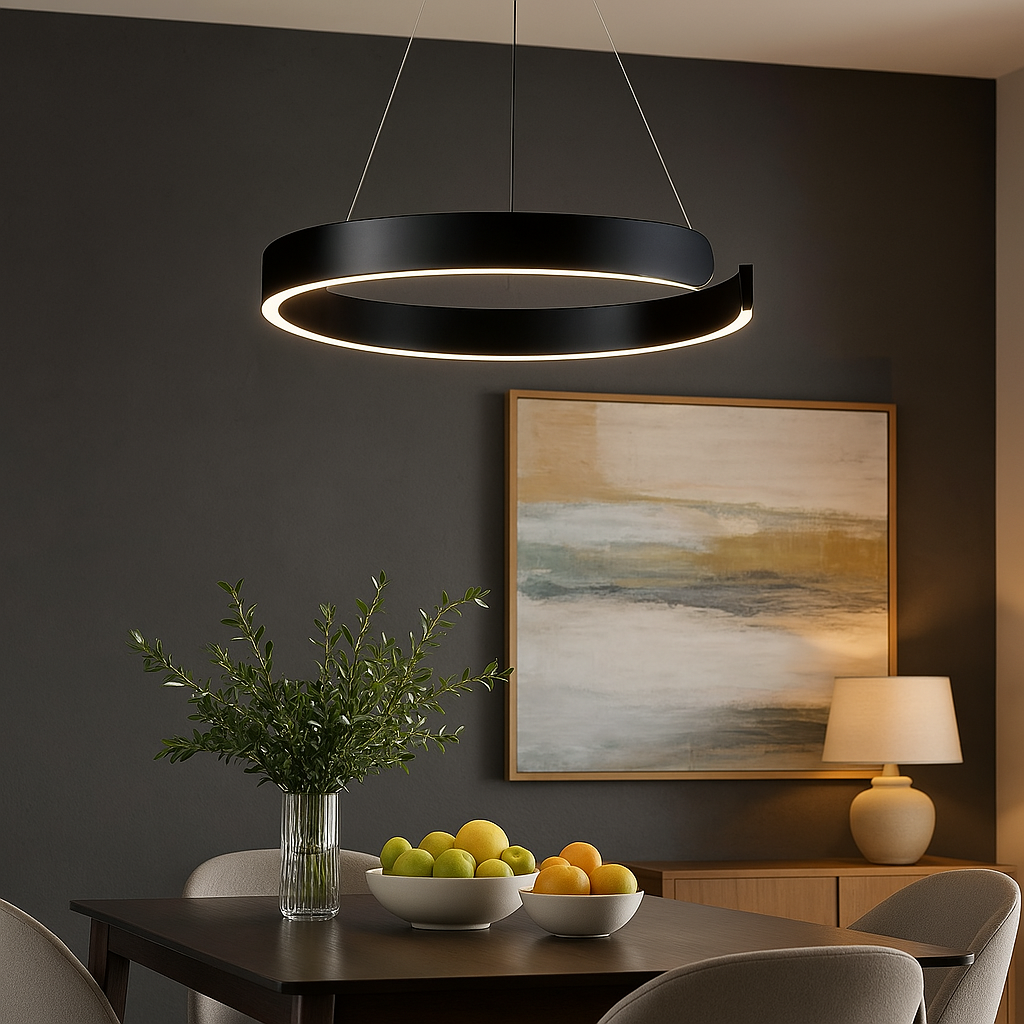 Підвісна Led люстра Onda Nera чорне кільце (2462/400BK), фото 1
