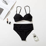 Трендовий роздільний жіночий купальник з високою талією – комфортна модель для пляжу, гарно підкреслює силует, фото 4