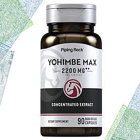 Бустер тестостерону Piping Rock Yohimbe Max 2200 мг на порцію Йохимбе 90 капсул