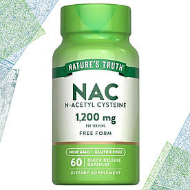 Відхаркуюче Nature's Truth NAC 1200 мг на порцію 60 таблеток (каплетс)