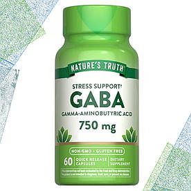ГАБА Nature's Truth GABA (ГАМК, Гама-Аміномасляна Кислота) 750 мг 60 капсул