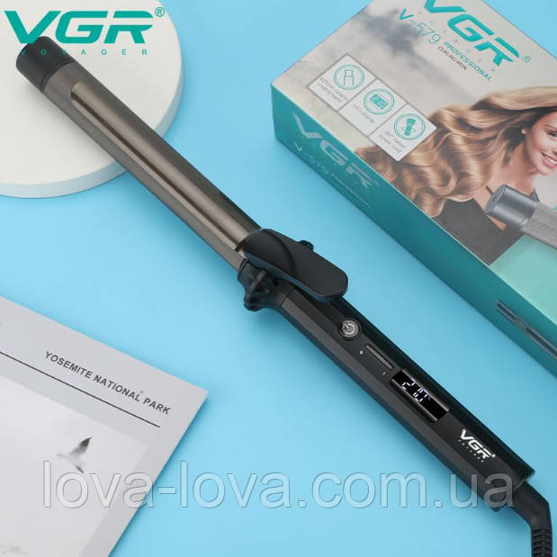 Плойка для завивання волосся діаметр 25 мм із затискачем і регулюванням температури 130-210 °C VGR V-579 Чорна, фото 1