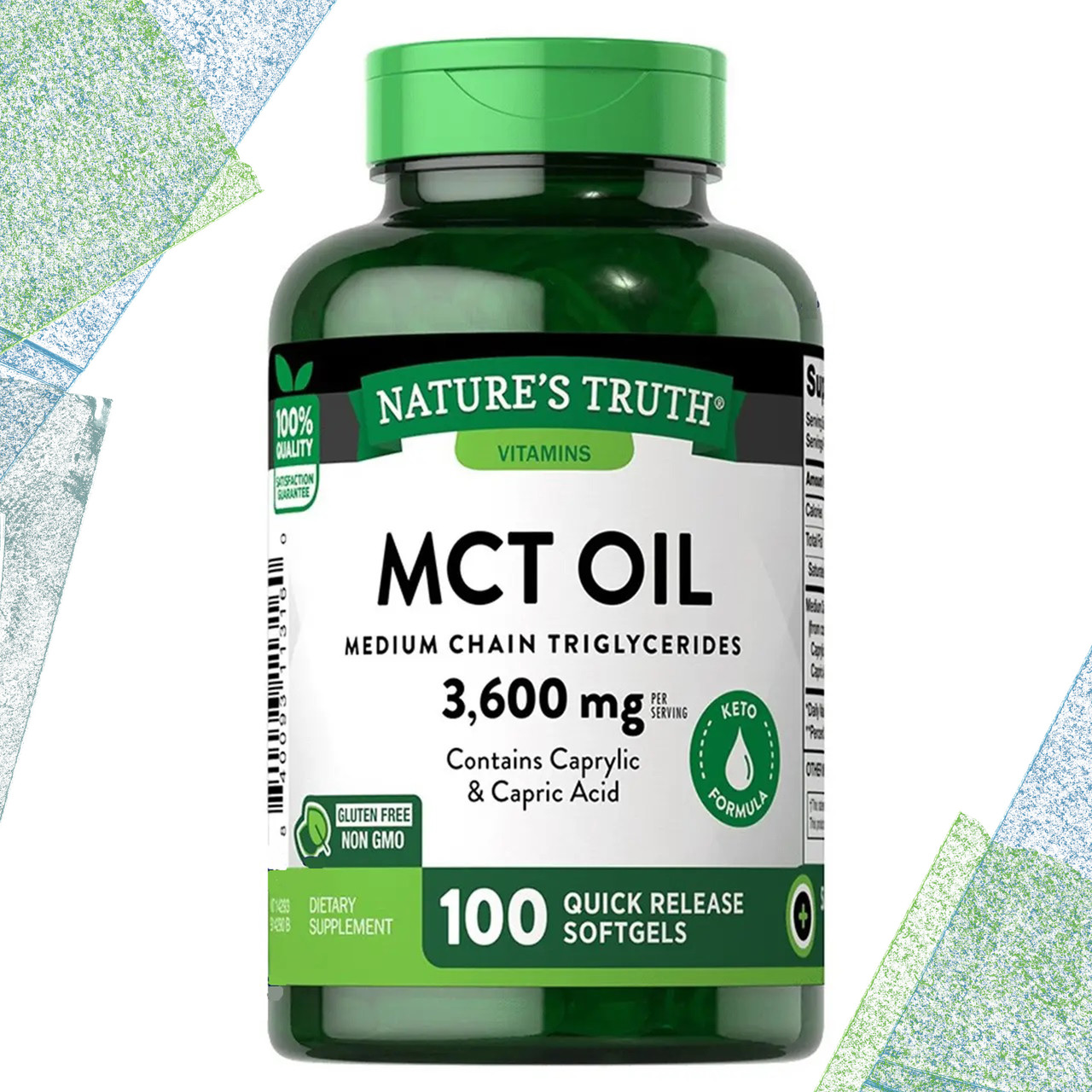 Масло МСТ Nature's Truth MCT Oil 3600 мг на порцію 100 гелевих капсул