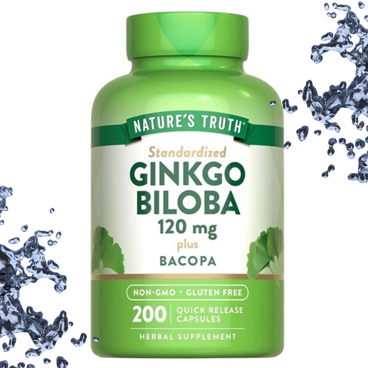 Гінкго Білоба + Бакопа Nature's Truth Ginkgo Biloba plus Bacopa 120 мг 200 капсул, фото 1