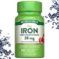 Залізо Бісгліцинат Nature's Truth Iron (Iron Bisglycinate) 28 мг 90 капсул