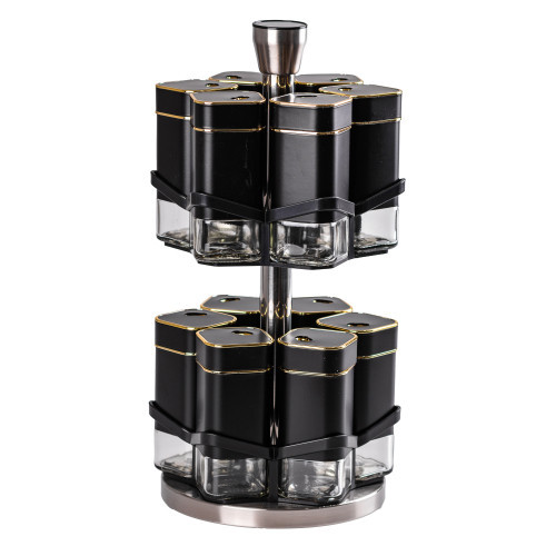 Набір для спецій карусель на підставці 12 баночок по 120 мл HP531T1026HJ, фото 1