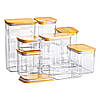 Набір банок для сипучих продуктів 8 штук ємності з бамбуковою кришкою HP-1303, фото 5