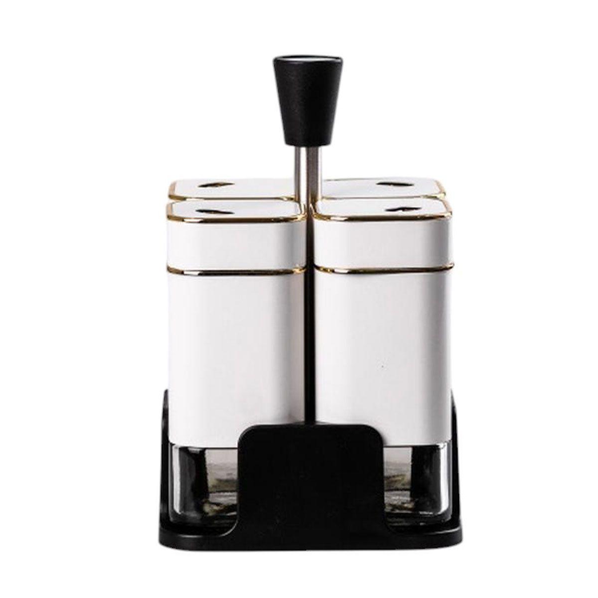 Набір для спецій на підставці 4 предмети 10х10х17 см ємності для приправ 120 мл Білий HP-1312, фото 1