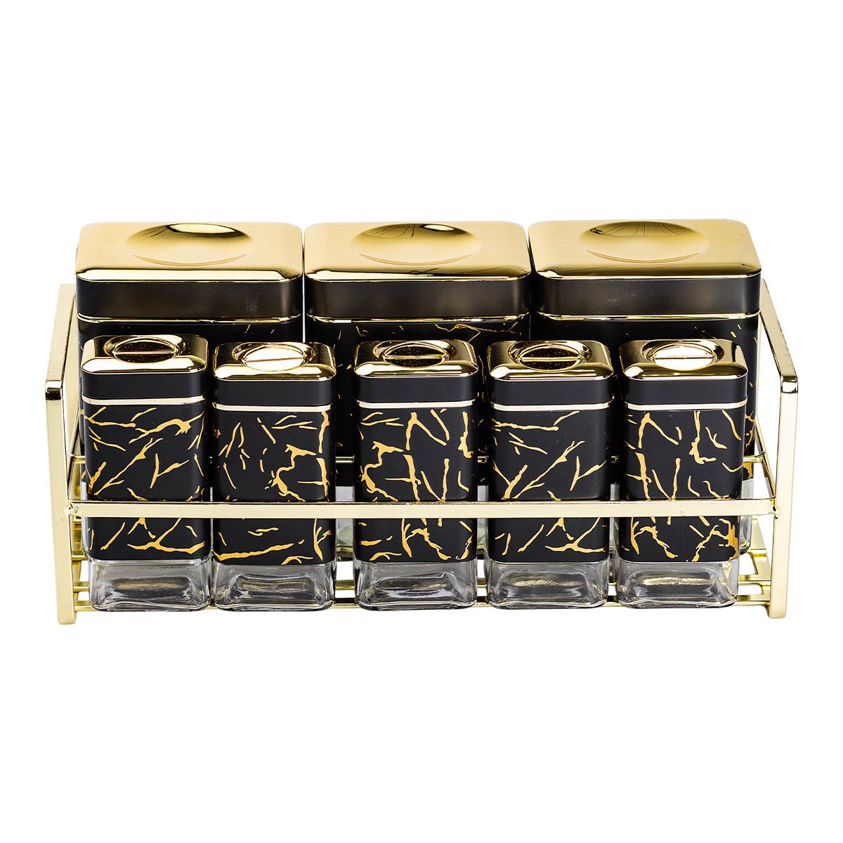 Набір для приправ та спецій на підставці 8 штук з кришками Чорний HP-1364, фото 1