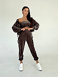 Стильний велюровий спортивний костюм бордового кольору – комфорт та елегантність в одному образі, фото 4