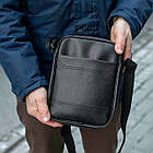Сумка барсетка через плече месенджер із екошкіри чорна JUPITER Str міська класична, фото 4