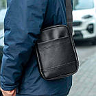 Сумка барсетка через плече месенджер із екошкіри чорна JUPITER Str міська класична, фото 2