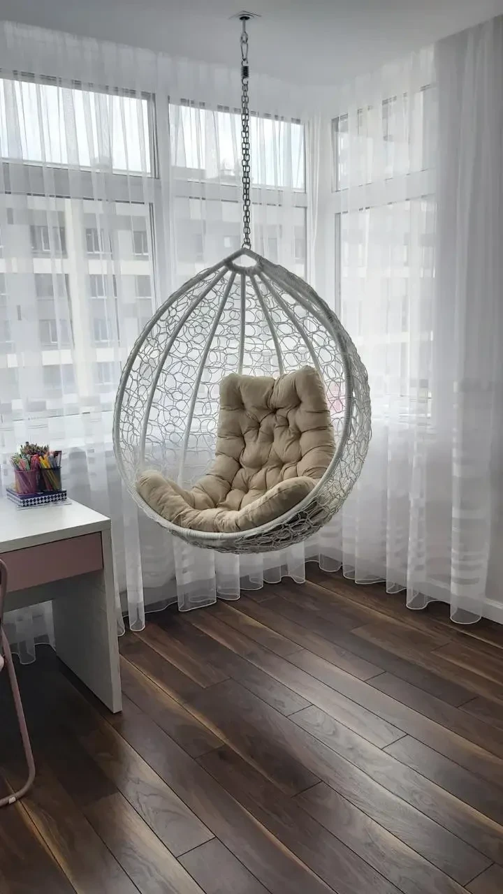 Підвісне крісло-кокон з техноротанга до стелі для відпочинку вдома, терасі, балконі, Garden, 125х102х72 см, фото 1
