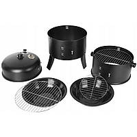Вугільний гриль-коптильня Garden Line BBQ5307 чорний 3 в 1 40x84 см