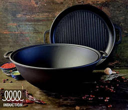 Котел чавунний з кришкою-сковородкою гриль 12 л Maysternya V12СРGr