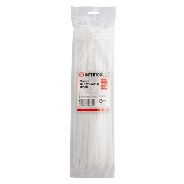 Хомут пластиковий 4,8*350 мм, білий, 100 од. INTERTOOL TC-4835