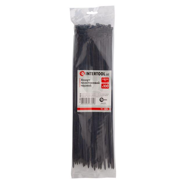 Хомут пластиковий 4,8*350 мм, чорний, 100 од. INTERTOOL TC-4836