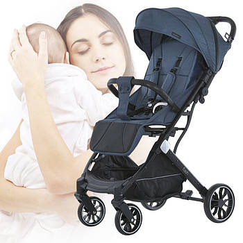 Дитяча коляска прогулянкова з регулюванням батьківської ручки та ременями Bambi M 5727 Blue Синій