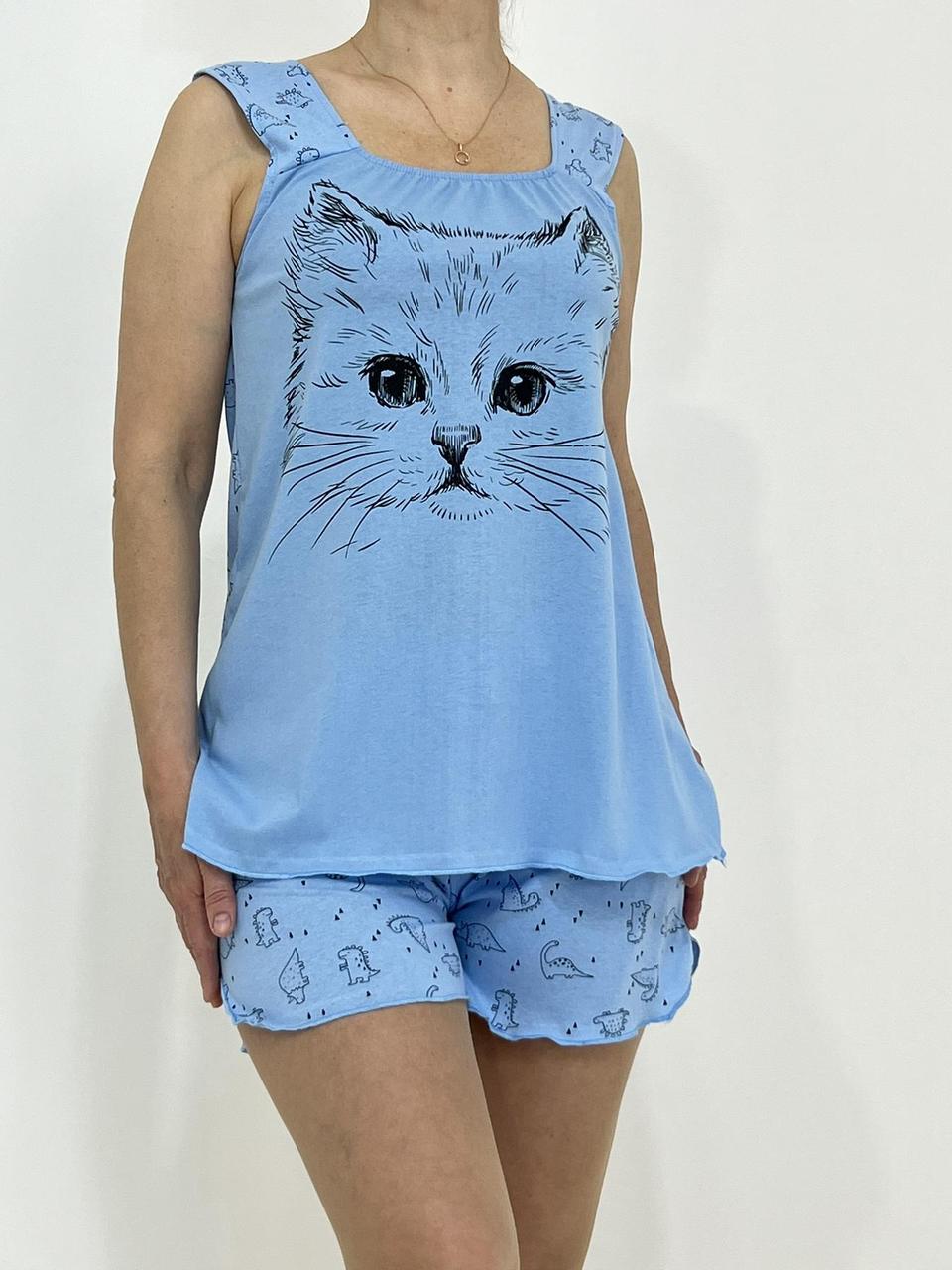 Жіночий домашній комплект Triko Cat 48-50 Блакитний (72712150-2)