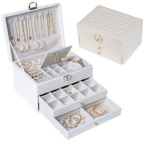 Шкатулка для прикрас триярусна 23.5х17х13.5см Білий (60749)