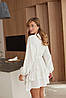 Повітряне літнє муслінове плаття-кльош з воланами на ґудзиках з довгими рукавами відтінку молоко, фото 7