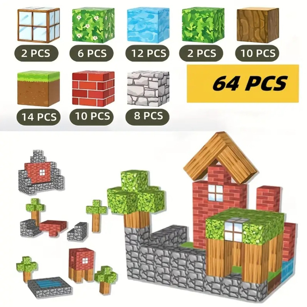 Конструктор магн.Minecraft кубики 64де 668-1