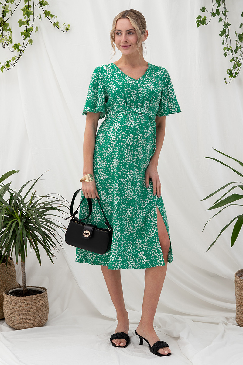 Святкова сукня для вагітних і годуючих мам зі штапеля зелена XL, фото 1