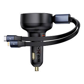 Автомобільний зарядний пристрій Baseus Enjoyment Pro Car Charger C+Retractable C & iP Cable 60W Cluster Black ly